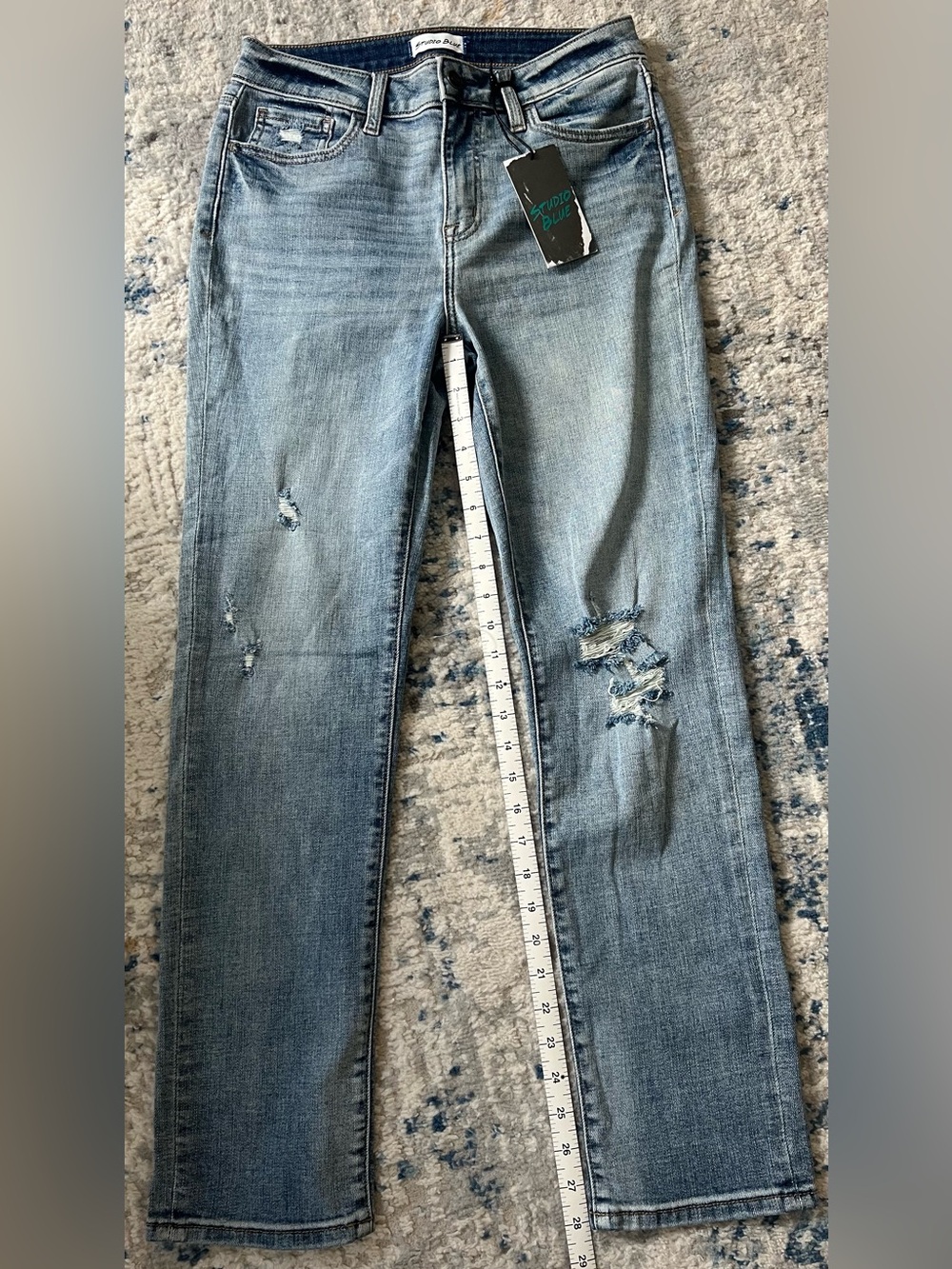 Studio Light Blue Skinny Jeans with Distressed Detail
